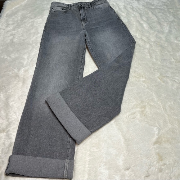 Pilcro The Austyn grey High-Rise Full-Length Cuffed Wide-Leg Jeans - Sz 30 - Picture 4 of 5